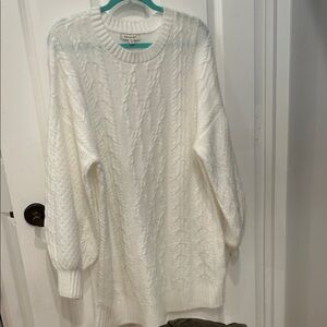 Francesca’s Ivory Long Sleeve Knit Dress